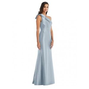 Alfred Sung D794 One Shoulder Bridesmaid Dress in Mist Satin Twill